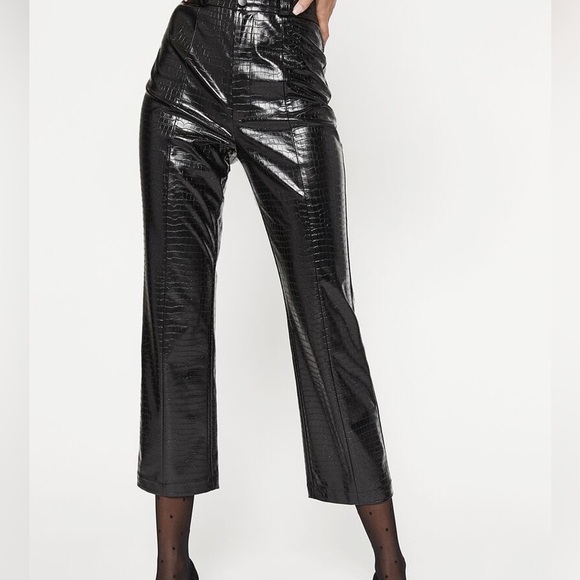 Bardot Pants - Bardot croc vegan leather pant in croc black-Size 2 NWOT
